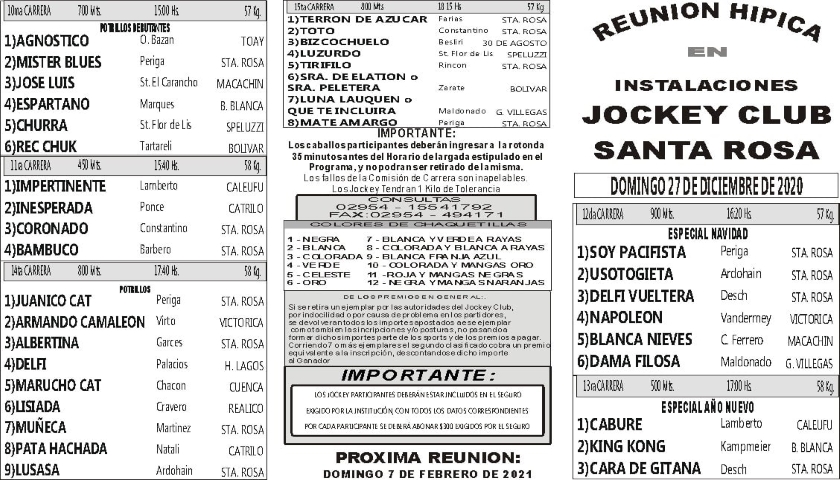 Transmisión en vivo desde el Hipódromo de Santa Rosa vía Facebook, aquí resultados