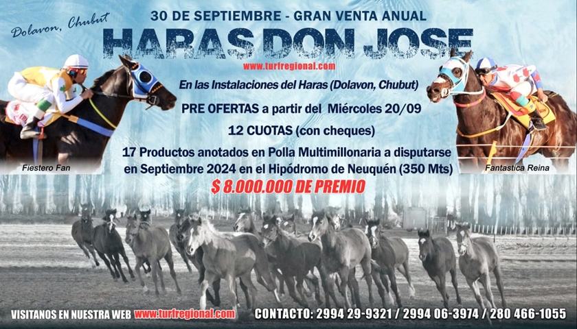 El Haras Don José anuncia su gran Venta Anual 2023, 30 de septiembre en Dolavon – Chubut