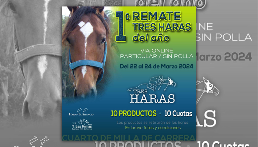 Del 22 al 24 de Marzo 1° Remate del año TRES HARAS. Aquí las PreOfertas de cada producto