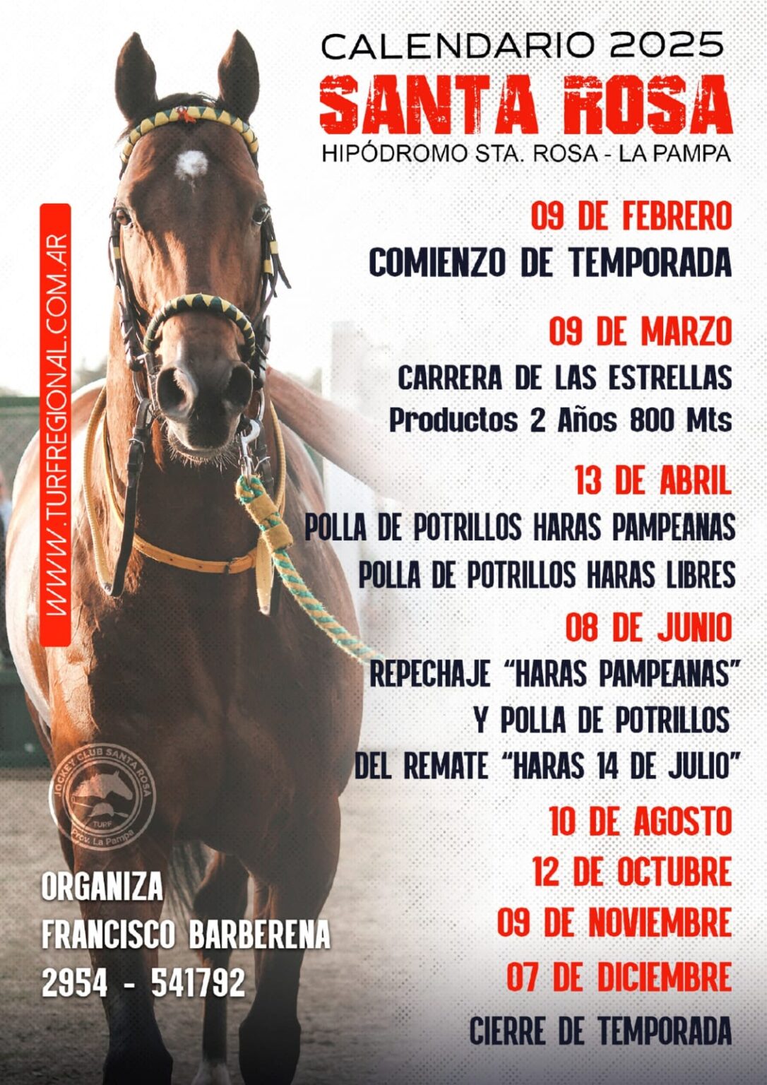 El calendario del Hipódromo Santa Rosa, La Pampa para la temporada 2025